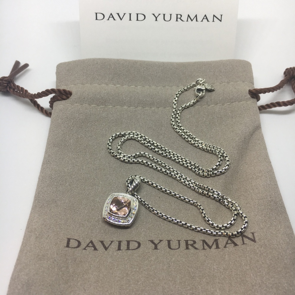 David Yurman Petite Albion Pendant Necklace with Morganite and Diamonds 17"